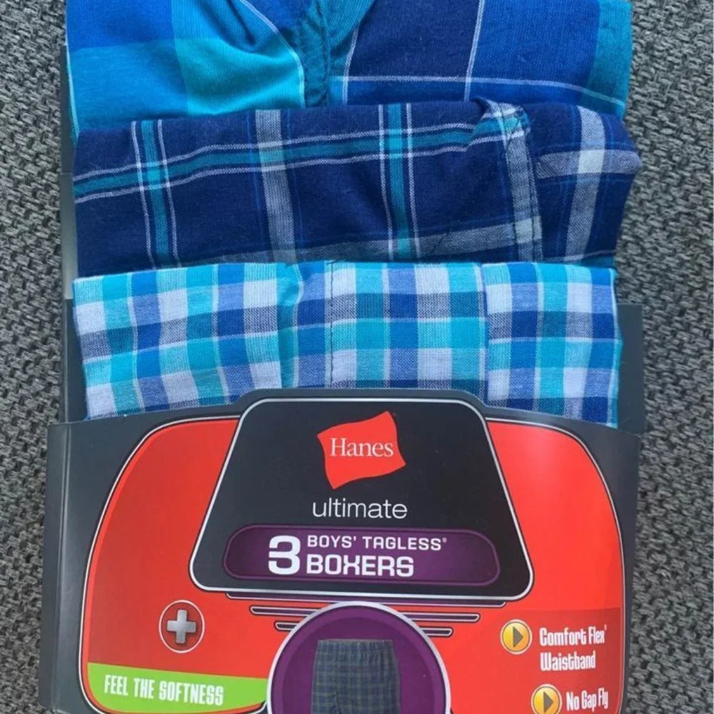 NWT Hanes Big Boys Ultimate Tartan Boxers 3 pack SMALL